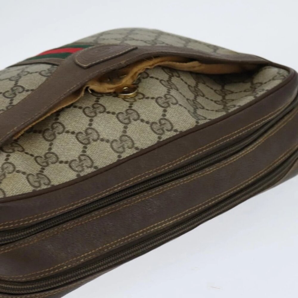 GUCCI GG Supreme Web Sherry Line Shoulder Bag PVC Beige Red Auth - Picture 8 of 15